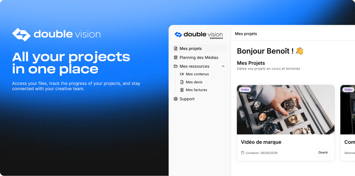 Double Vision client portal — real estate video production tracking