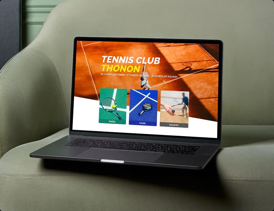 Site Tennis Club Thonon affichée sur écran — projet web Double Vision